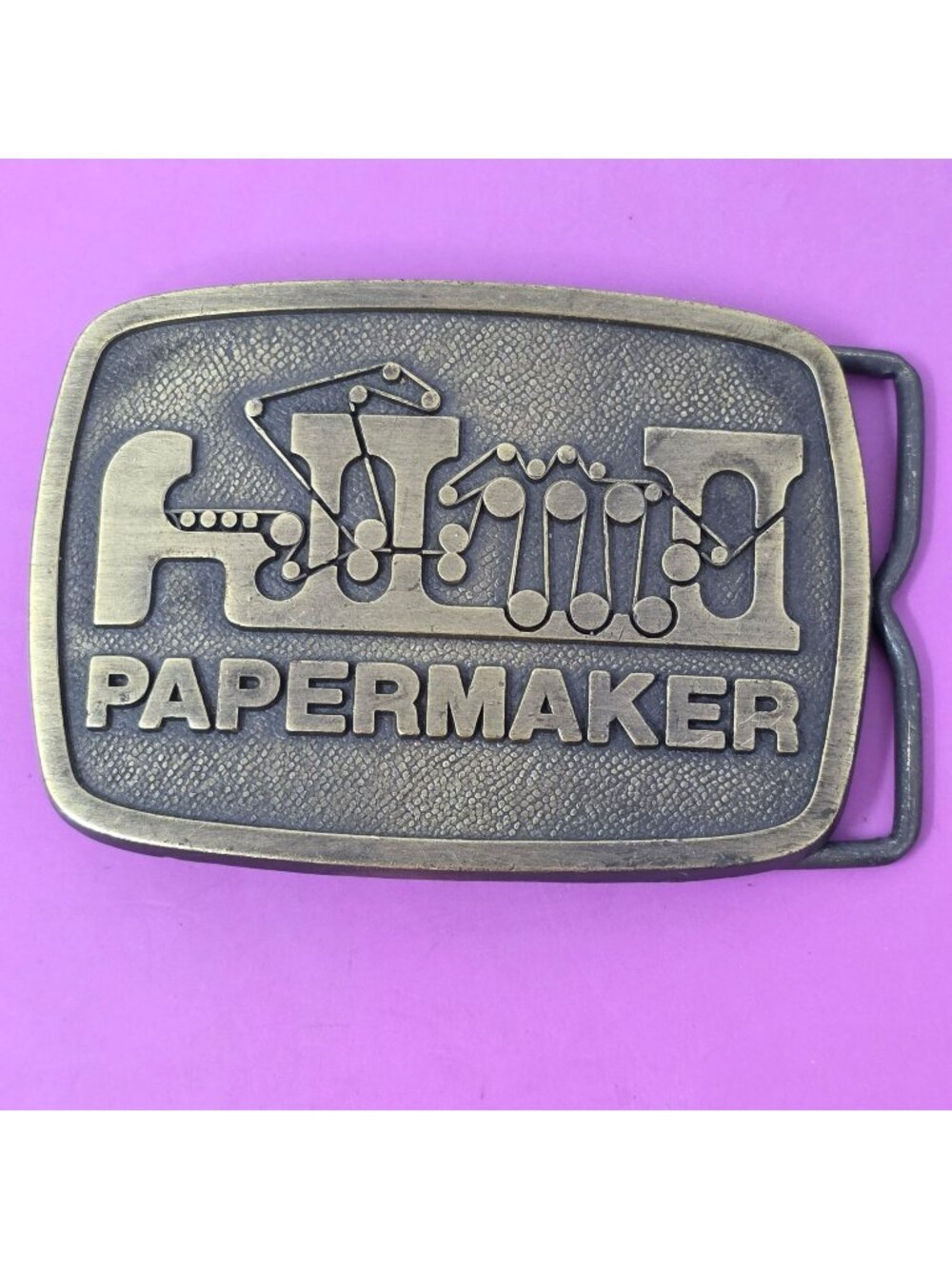 Vintage Papermaker Occupational Belt Buckle Paper Mill Industrial Employee USA